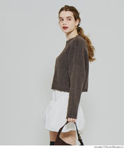 慵懶厚實短版針織毛衣