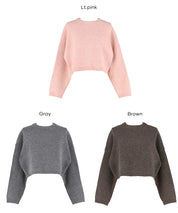 慵懶厚實短版針織毛衣