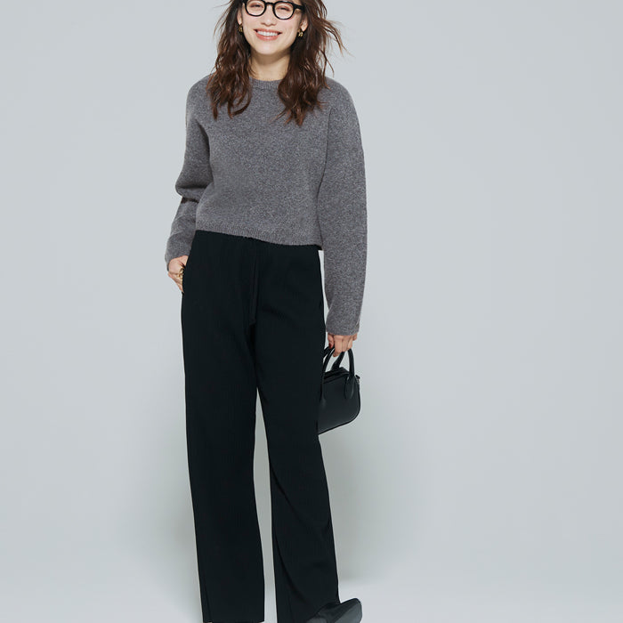 慵懶厚實短版針織毛衣