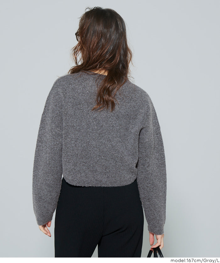 慵懶厚實短版針織毛衣