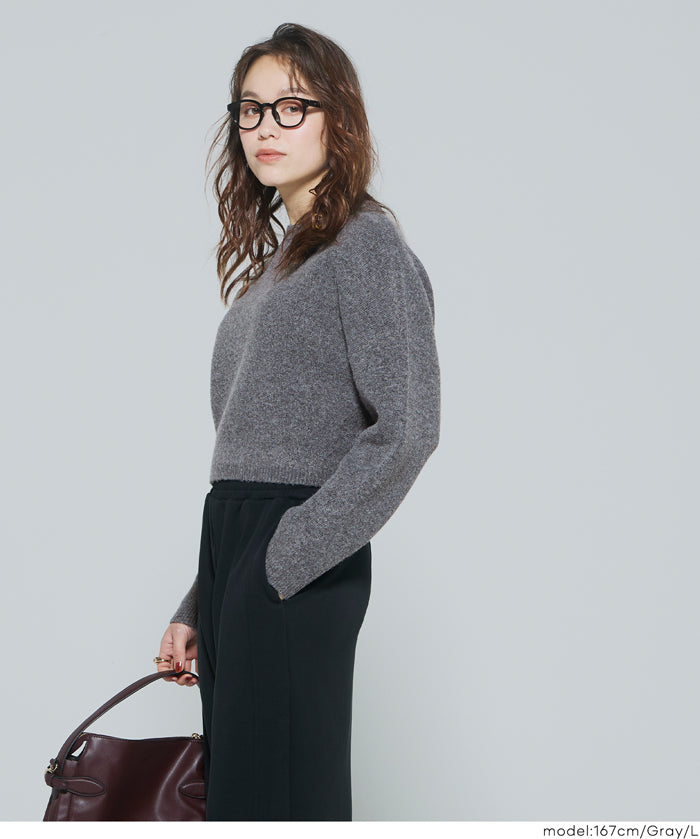 慵懶厚實短版針織毛衣