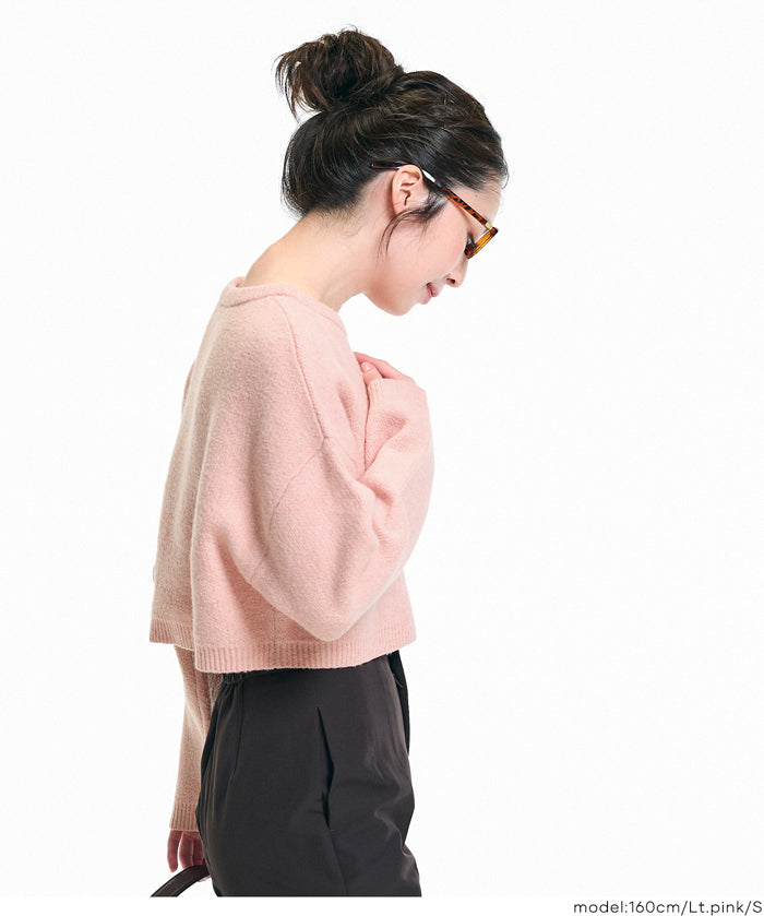 慵懶厚實短版針織毛衣