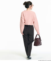 慵懶厚實短版針織毛衣