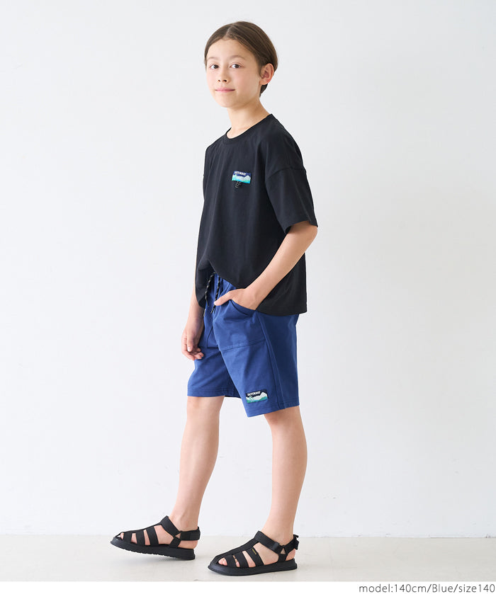 童裝刺繡圖案休閒短褲