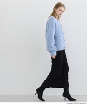 Irregularly gathered elastic straight skirt 