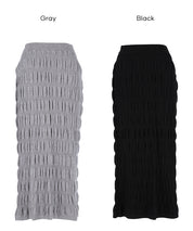 Irregularly gathered elastic straight skirt 