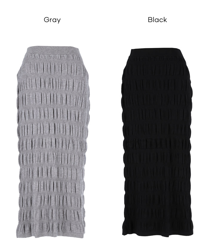 Irregularly gathered elastic straight skirt 