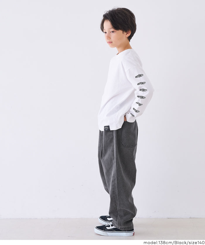 童裝街頭感打褶休閒闊腿褲