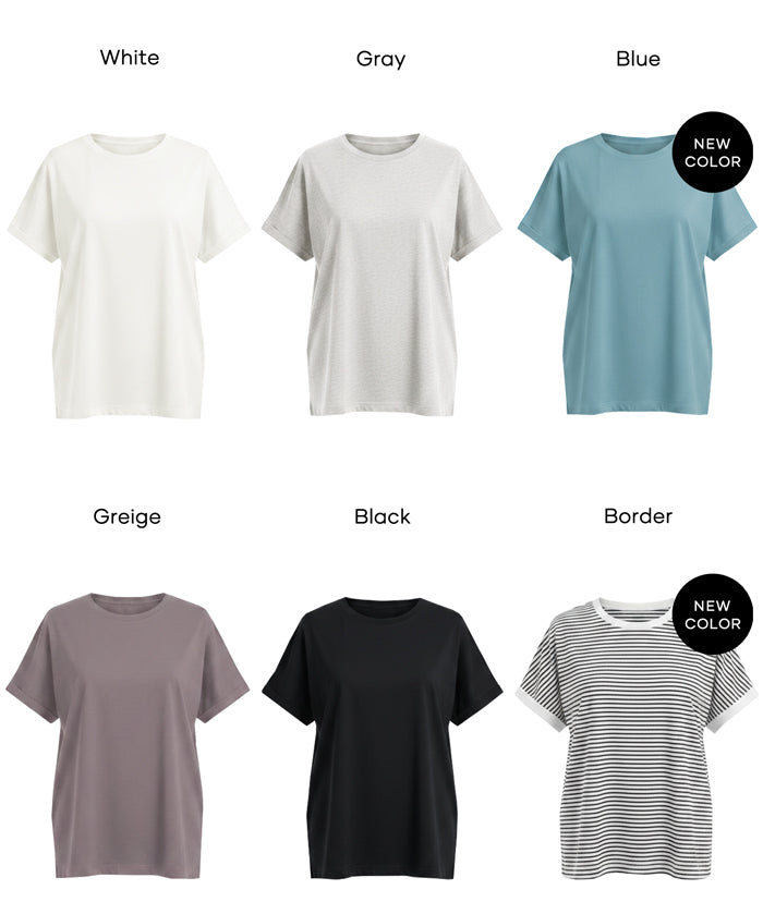 Cotton Plain French Sleeve T-shirt