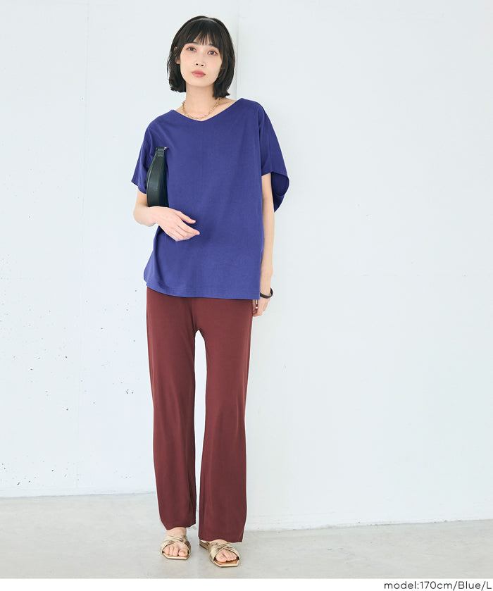 【早秋新品】 棉質蝙蝠袖V領T-Shirt