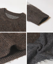 男裝抽象三色毛絨感毛衣