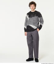 男裝抽象三色毛絨感毛衣