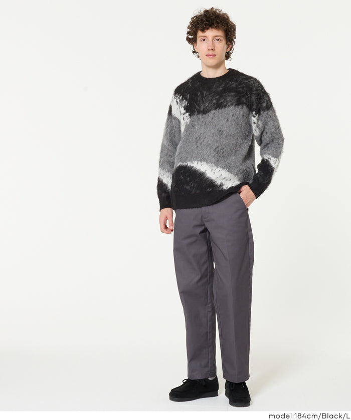 男裝抽象三色毛絨感毛衣