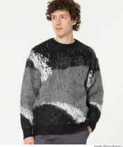 男裝抽象三色毛絨感毛衣