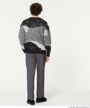 男裝抽象三色毛絨感毛衣