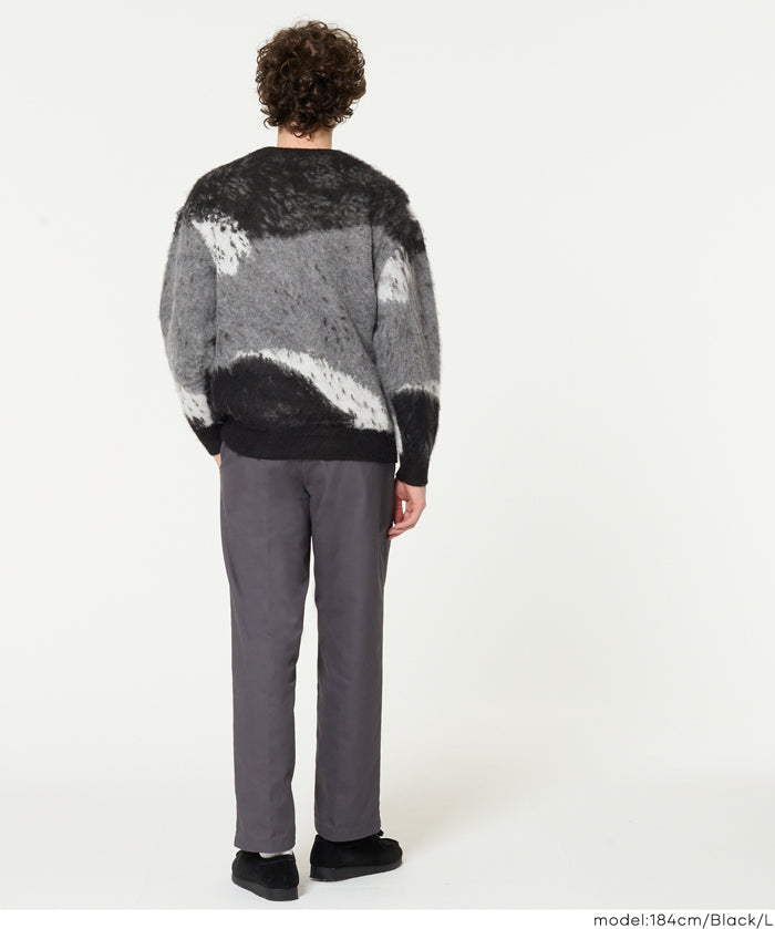 男裝抽象三色毛絨感毛衣