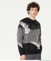 男裝抽象三色毛絨感毛衣