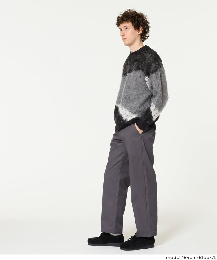 男裝抽象三色毛絨感毛衣