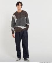 男裝抽象三色毛絨感毛衣