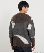 男裝抽象三色毛絨感毛衣