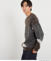 男裝抽象三色毛絨感毛衣