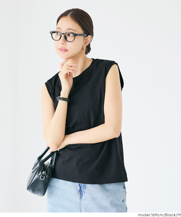 棉質純色無袖上衣 背心(U.S. COTTON  Sleeveles)