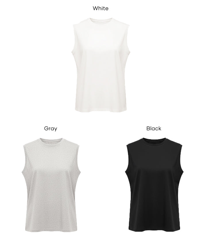 棉質純色無袖上衣 背心(U.S. COTTON  Sleeveles)