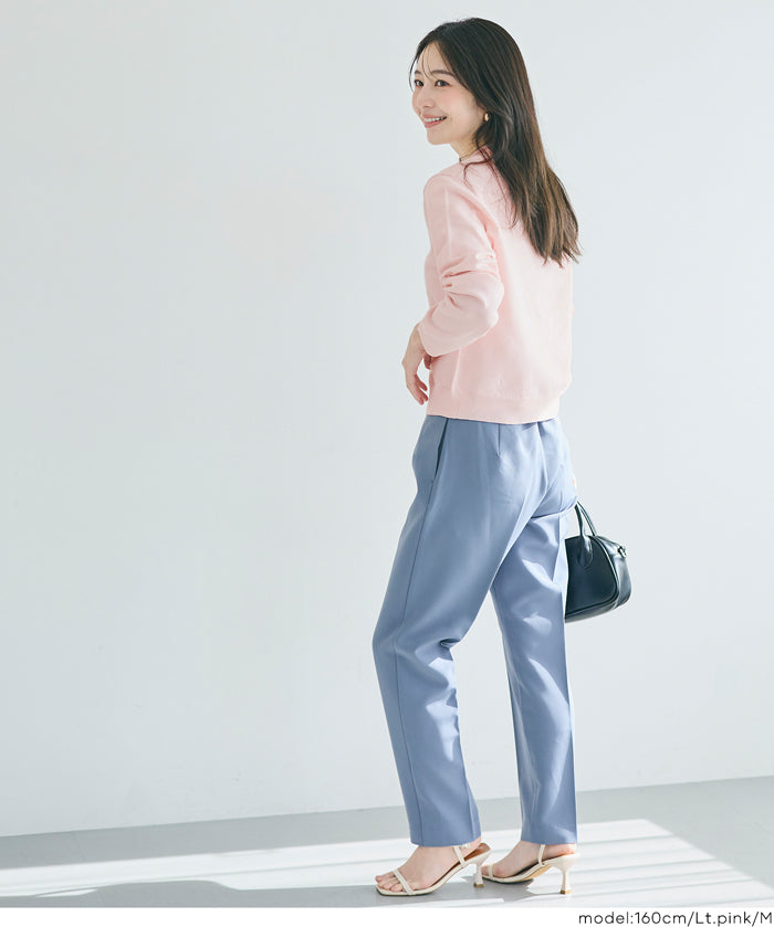 春日合身圓領針織外套