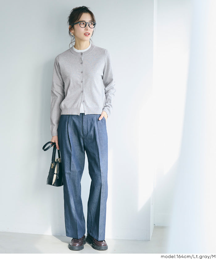 春日合身圓領針織外套