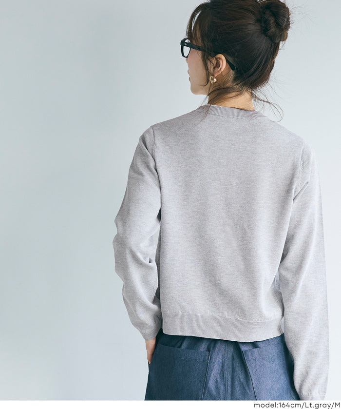 春日合身圓領針織外套