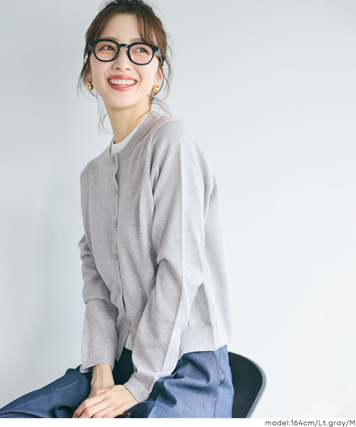 春日合身圓領針織外套