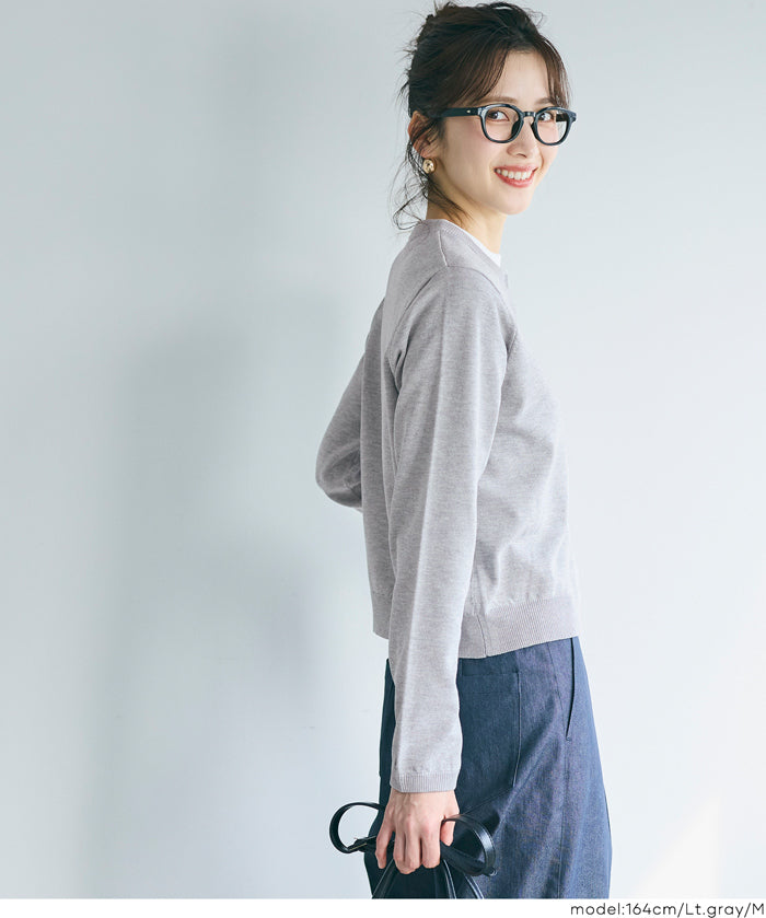 春日合身圓領針織外套