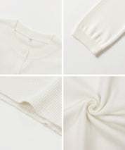 春日合身圓領針織外套