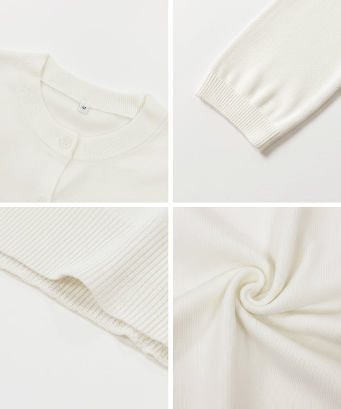 春日合身圓領針織外套