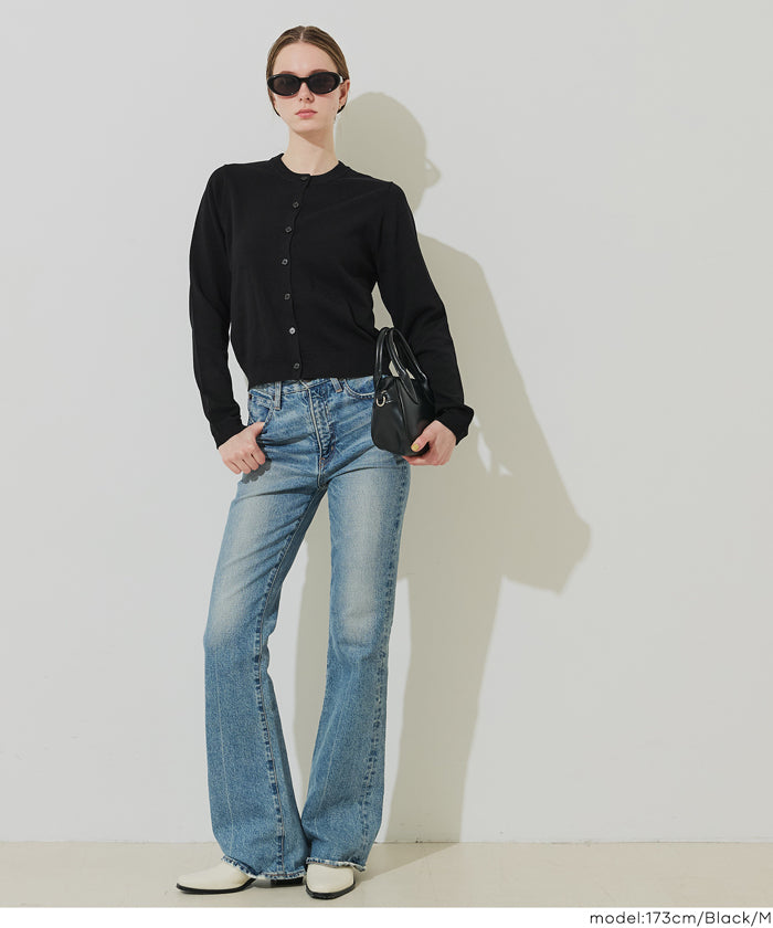 春日合身圓領針織外套