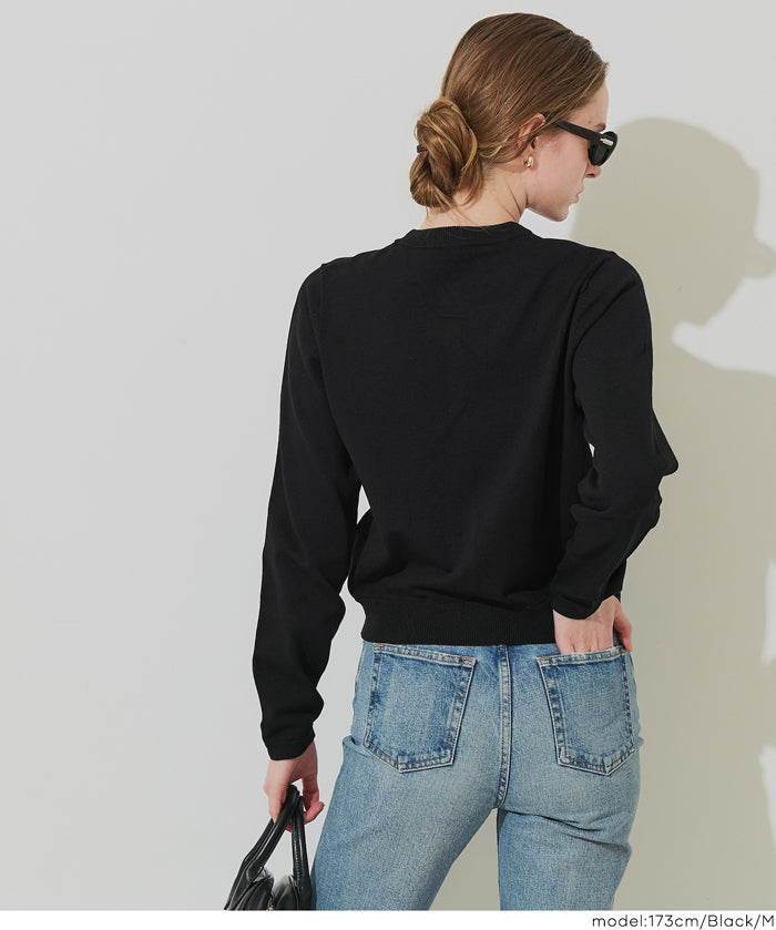 春日合身圓領針織外套