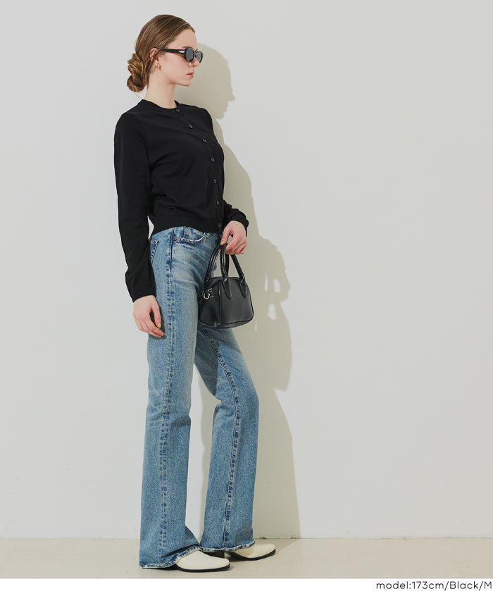 春日合身圓領針織外套