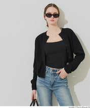 春日合身圓領針織外套