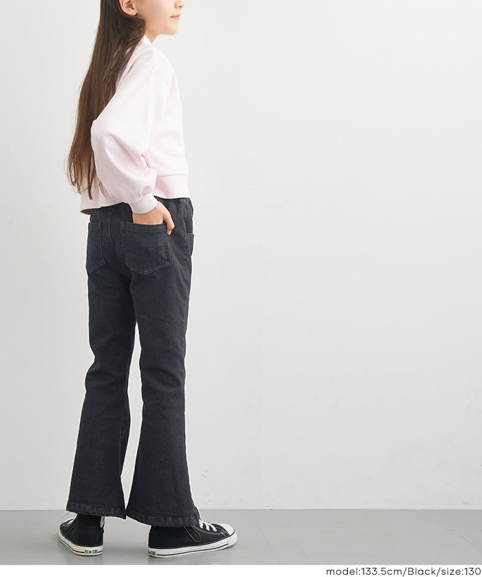 童裝刺繡造型喇叭牛仔褲