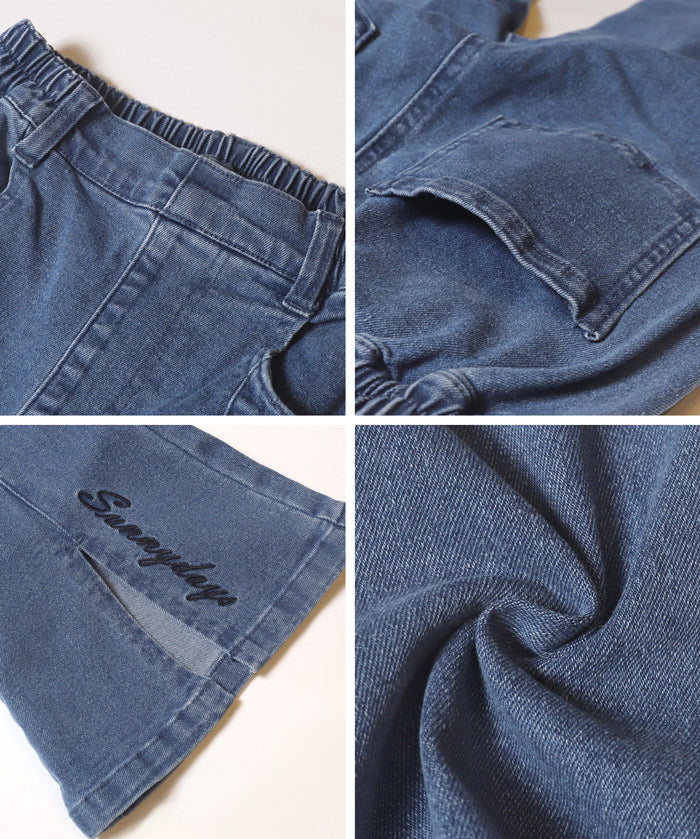 童裝刺繡造型喇叭牛仔褲