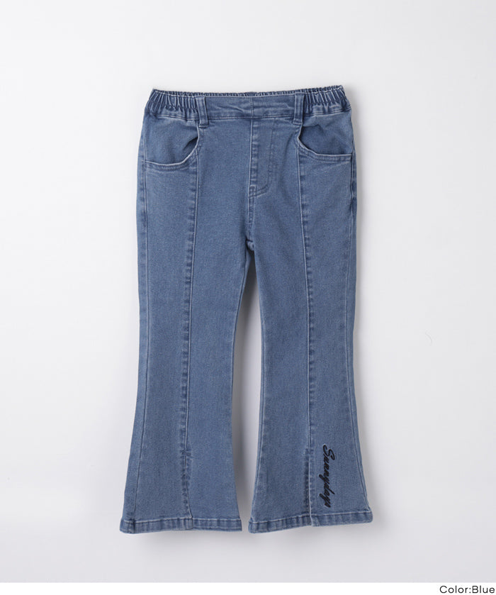 童裝刺繡造型喇叭牛仔褲