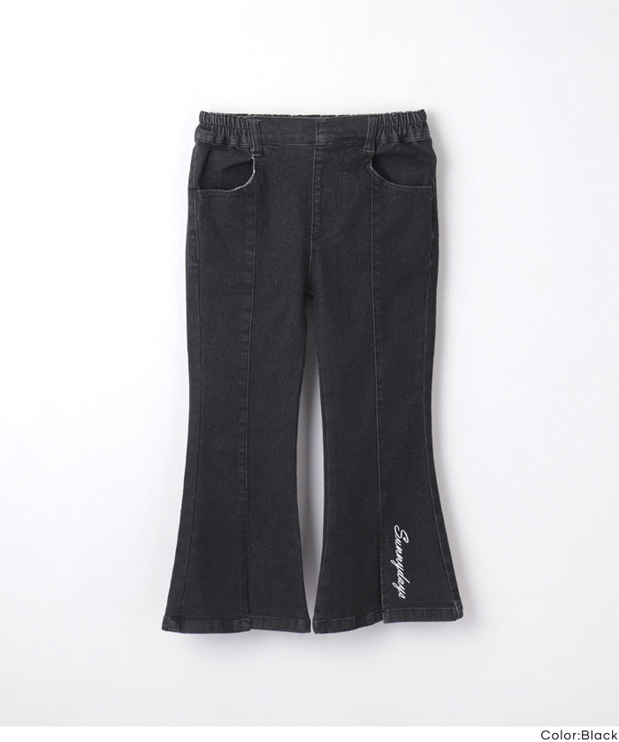 童裝刺繡造型喇叭牛仔褲