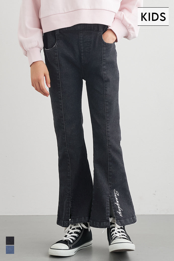 童裝刺繡造型喇叭牛仔褲