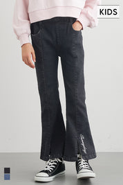 童裝刺繡造型喇叭牛仔褲