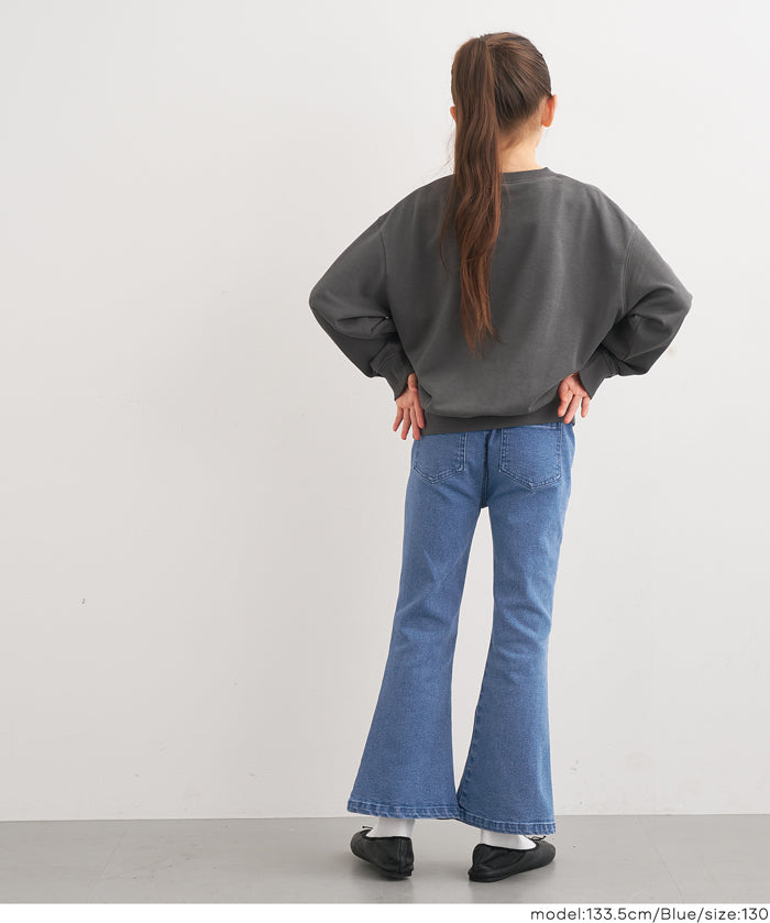 童裝刺繡造型喇叭牛仔褲