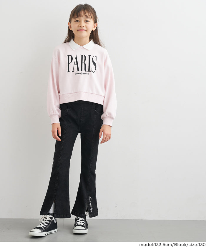 童裝刺繡造型喇叭牛仔褲