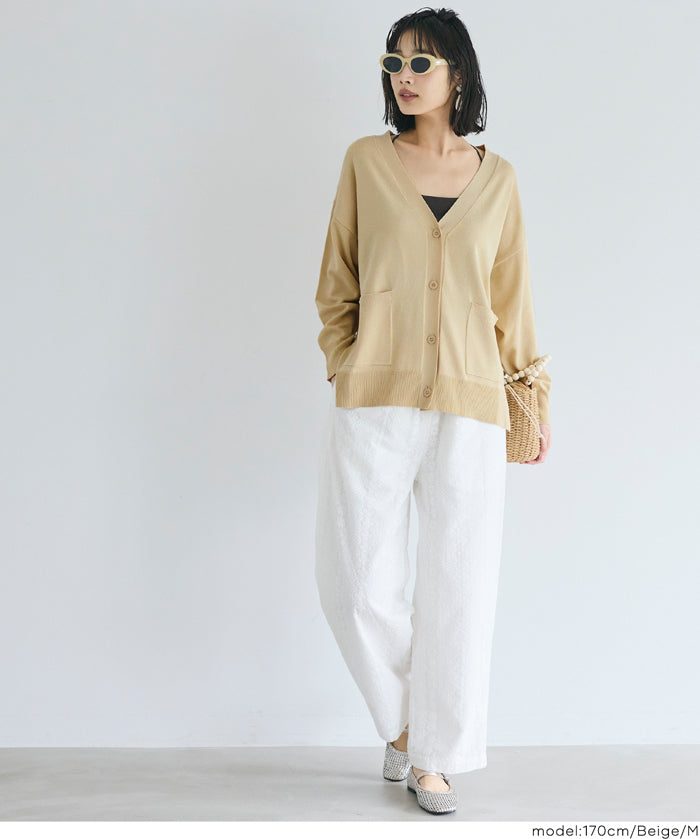 UVCUT 薄款V領中長針織外套