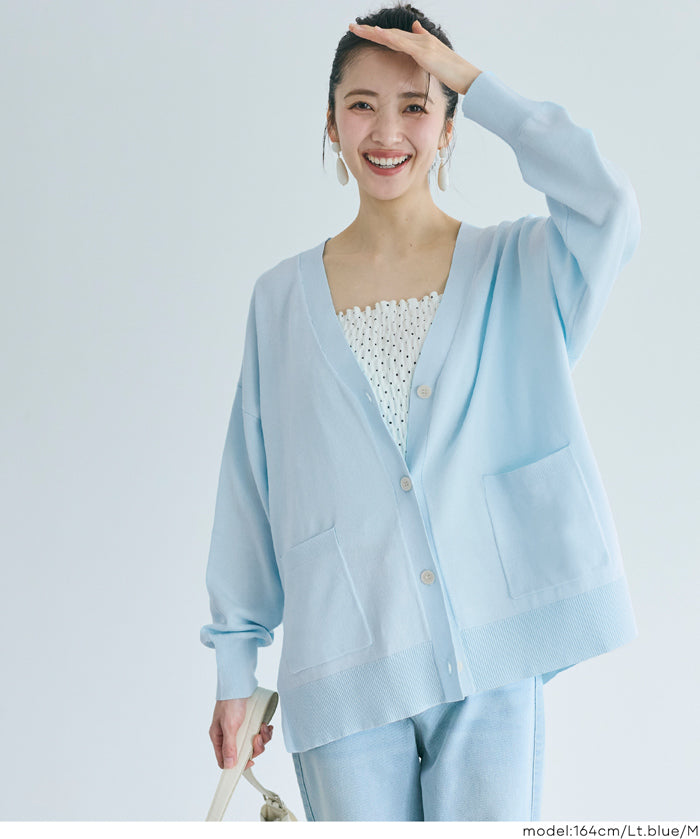 UVCUT 薄款V領中長針織外套