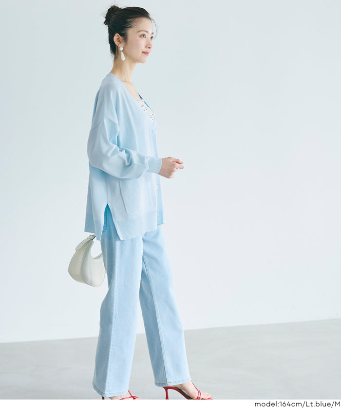 UVCUT 薄款V領中長針織外套