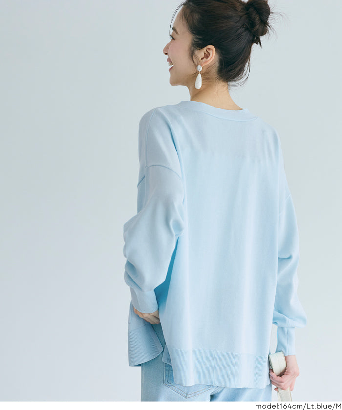 UVCUT 薄款V領中長針織外套